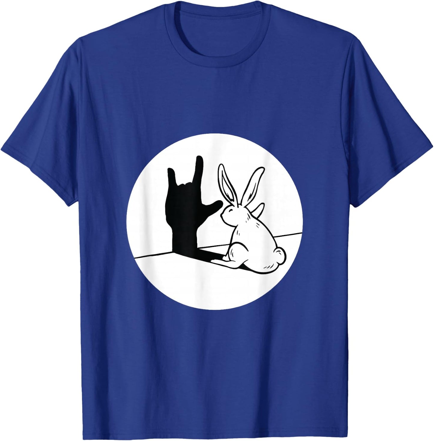 ILY Rabbit ASL Hand Gesture Deaf Hearing Loss Awareness T-Shirt - T-Shirt | Royal