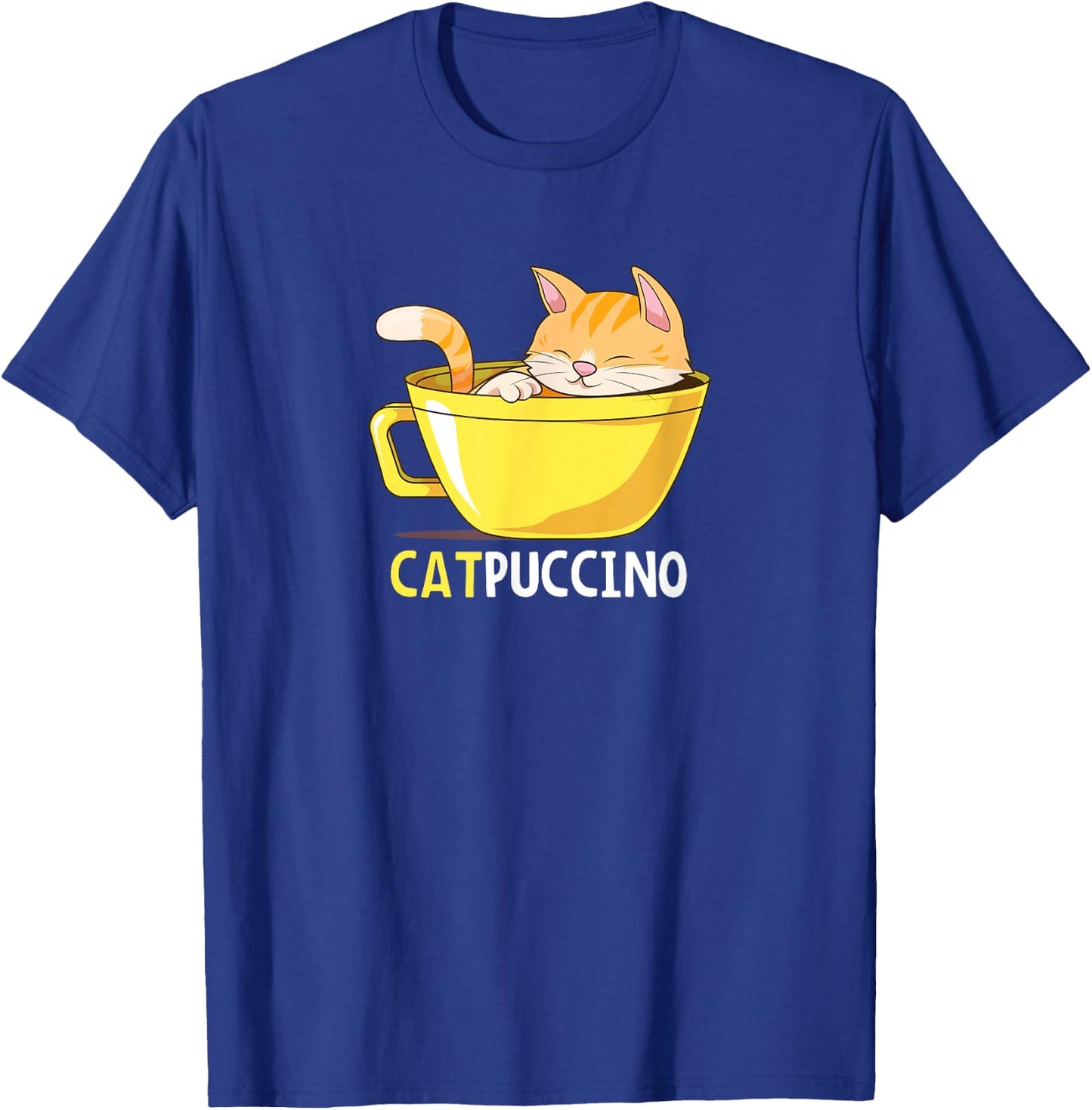 Funny Cat Catpuccino Cappuccino Coffee Cute Kitten Design T-Shirt - T-Shirt | Royal