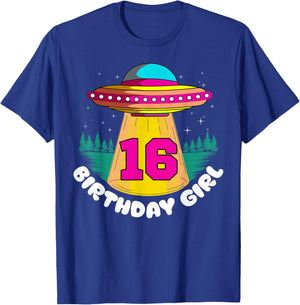 Alien 16th Birthday Girl Party UFO Space Galaxy Traveler T-Shirt - T-Shirt | Royal