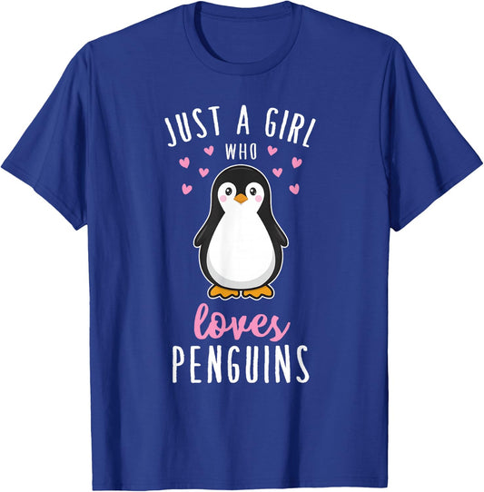 Just A Girl Who Loves Penguins T Shirt Cute Nature Toddlers T-Shirt - T-Shirt | Royal