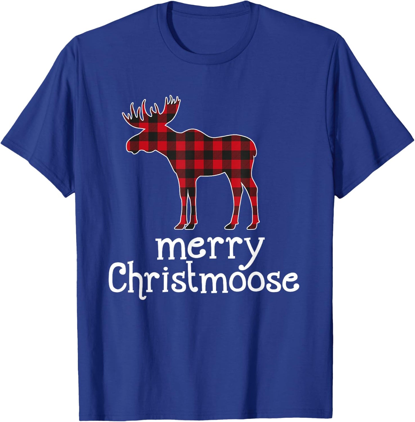 Red Plaid Merry Christmoose Christmas T Shirt Moose Lovers T-Shirt - T-Shirt | Royal