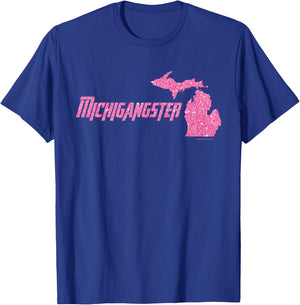Michigangster Detroit Michigan Midwest Mitten T-Shirt - T-Shirt | Royal