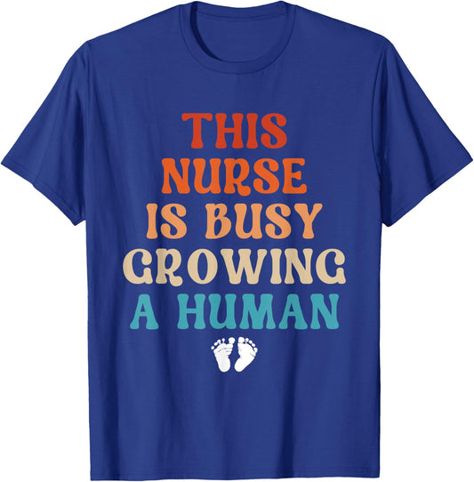 Pregnancy Nurse Announcement Idea Cute Pregnant Nurse T-Shirt - T-Shirt | Royal
