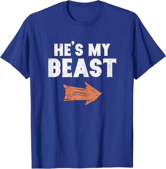 He's My Beast Matching Couple Halloween Costume Husband Wife T-Shirt - T-Shirt | Royal