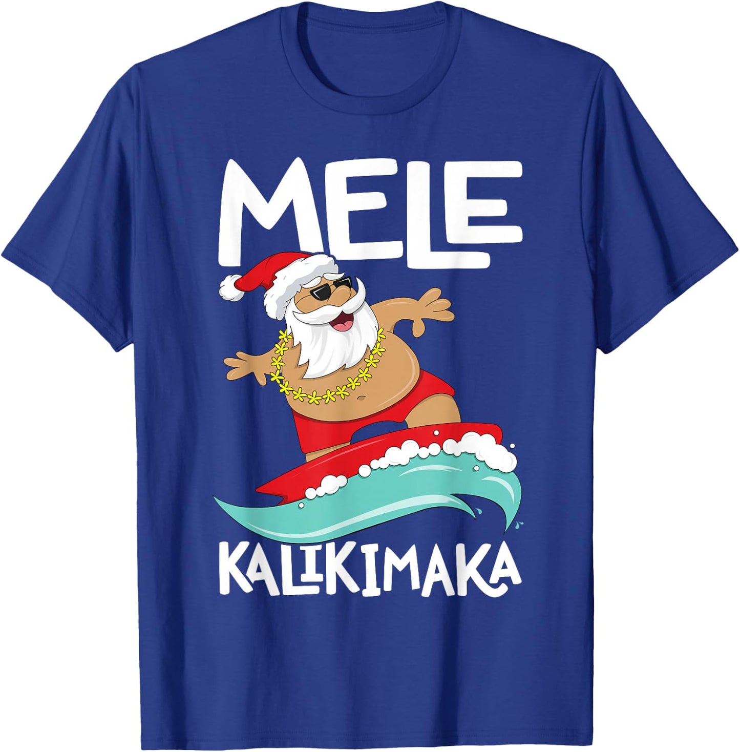 Mele Kalikimaka Hawaiian Christmas Hawaii Surfing Santa Short Sleeve Black T-Shirt - T-Shirt | Royal