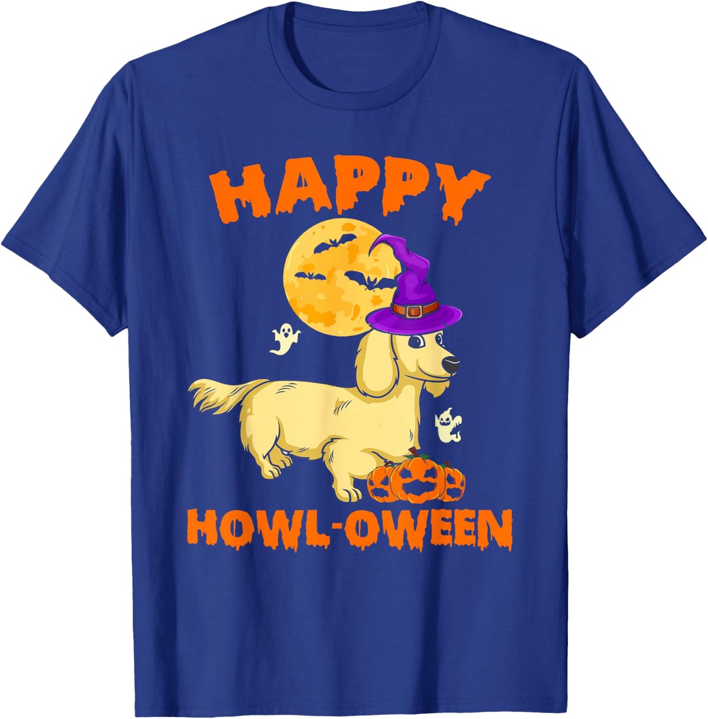 Cream Dachshund Witch Costume Dog Lover Happy Halloween Men Women T-Shirt - T-Shirt | Royal