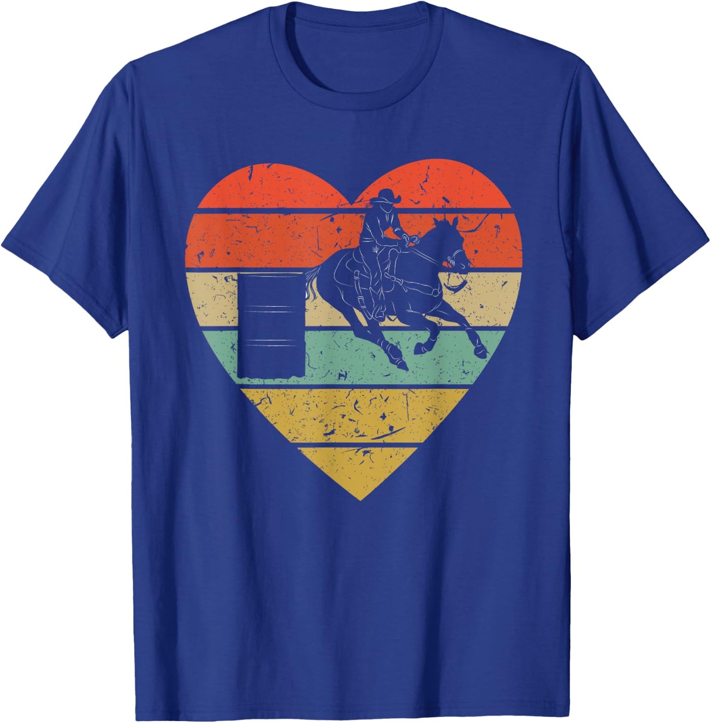 Barrel Racing Vintage Design | Retro Horse Rider Heart Sport T-Shirt - T-Shirt | Royal