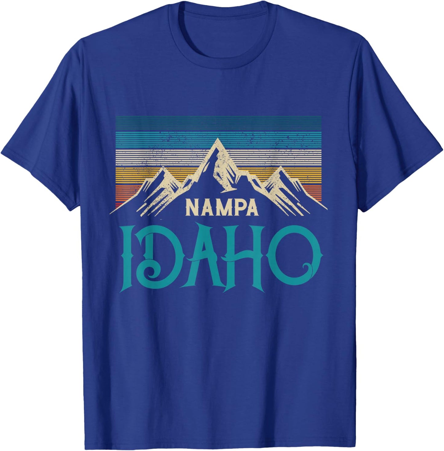 Nampa Idaho Vintage Mountains Souvenir Gift T-Shirt - T-Shirt | Royal