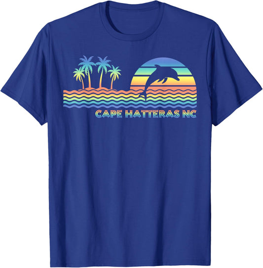 Vintage Cape Hatteras NC Retro Dolphin Lover Souvenir T-Shirt - T-Shirt | Royal