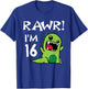16th Birthday - Sweet 16 Year Old Dinosaur Shirt T-Shirt - T-Shirt | Royal