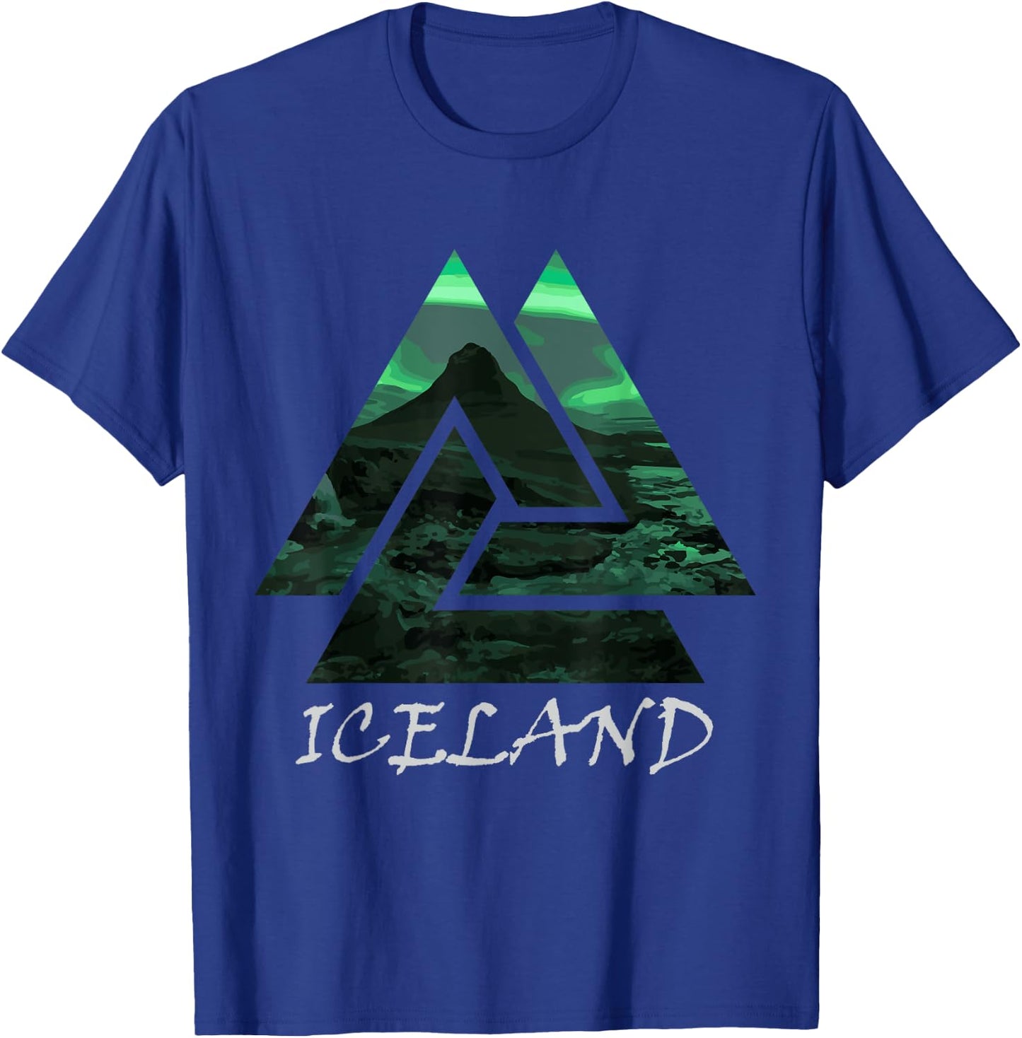 Iceland Northern Lights Triangle , Nature T-Shirt - T-Shirt | Royal