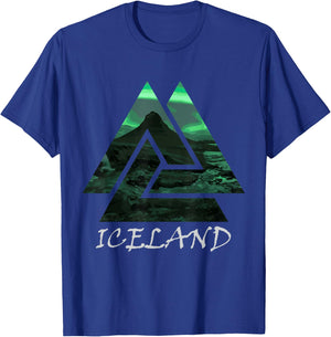 Iceland Northern Lights Triangle , Nature T-Shirt - T-Shirt | Royal