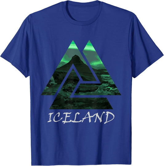 Iceland Northern Lights Triangle , Nature T-Shirt - T-Shirt | Royal