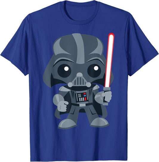 Star Wars Cute Darth Vader and Cartoon Saber Graphic T-Shirt - T-Shirt | Royal