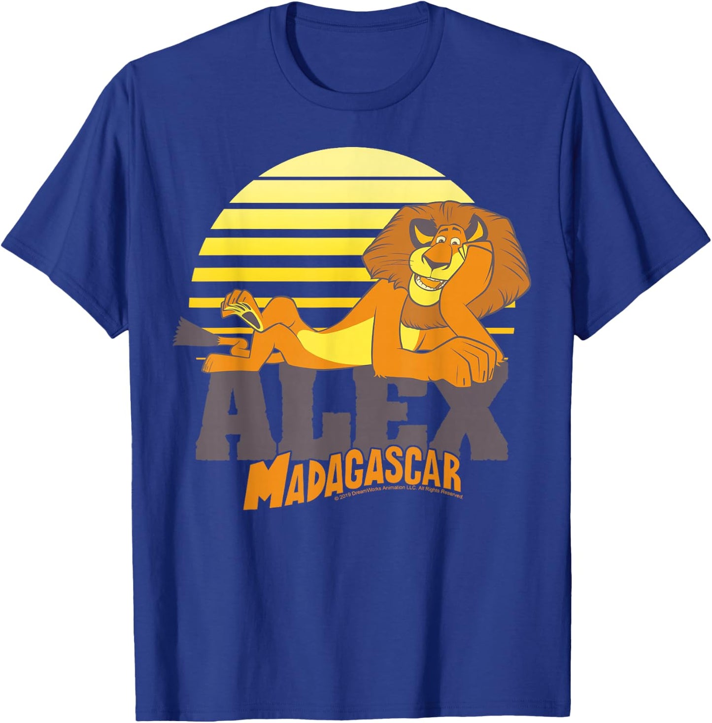 Madagascar Alex The Lion Striped Sunset Poster T-Shirt - T-Shirt | Royal