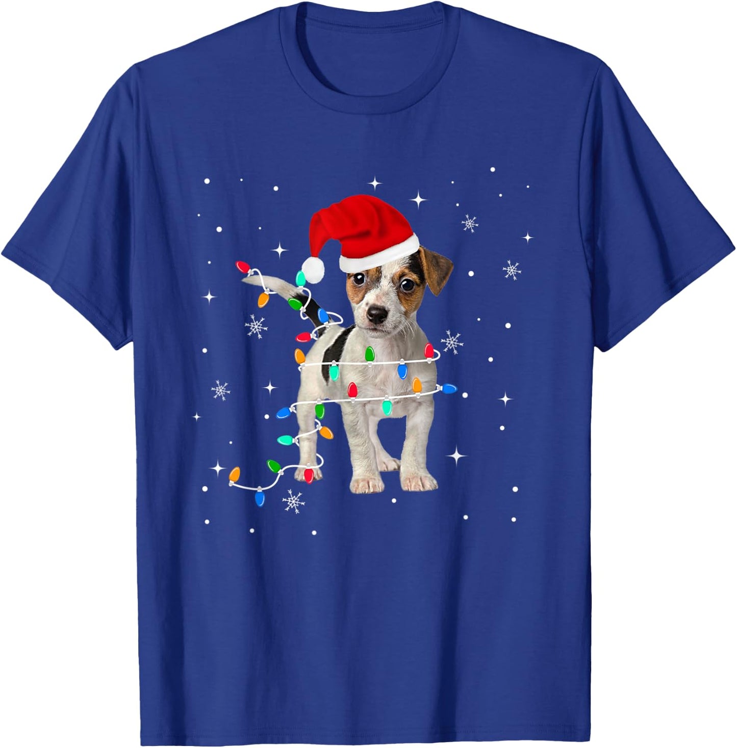 Funny Jack Russell Terrier Christmas Light Dog Puppy Xmas T-Shirt - T-Shirt | Royal