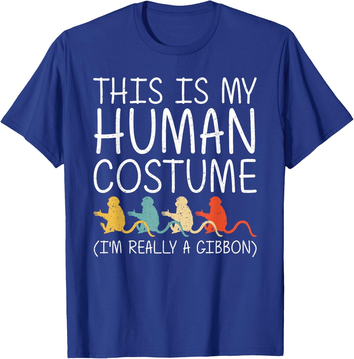 Gibbon Halloween Human Costume Lesser ape Lar Easy DIY Gift T-Shirt - T-Shirt | Royal