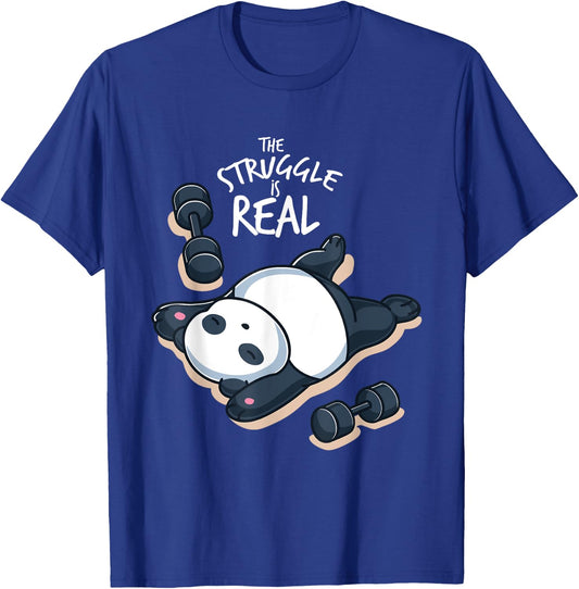 The Struggle Is Real Gym Workout Muscle Fit Panda Bear Panda T-Shirt - T-Shirt | Royal