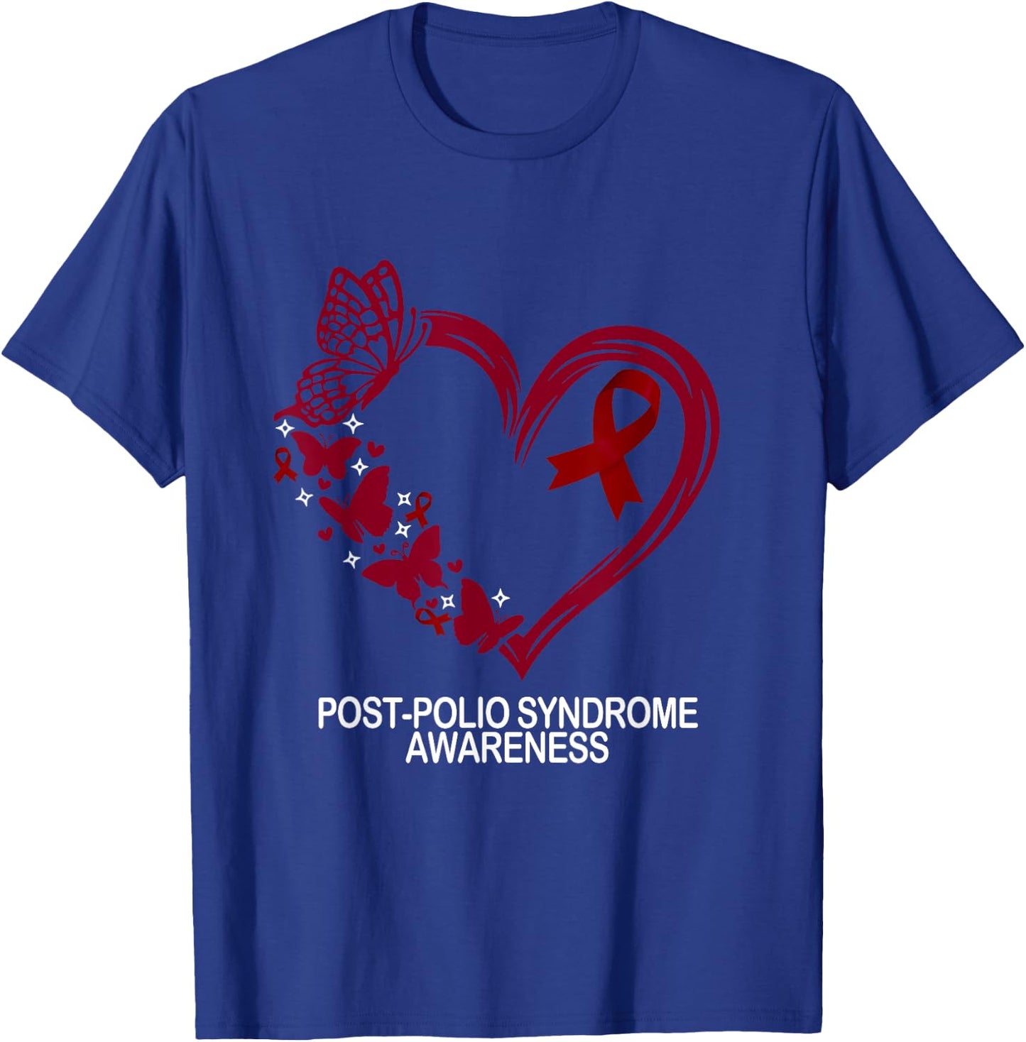 Post-Polio Syndrome Awareness Heart Post-Polio Syndrome T-Shirt - T-Shirt | Royal