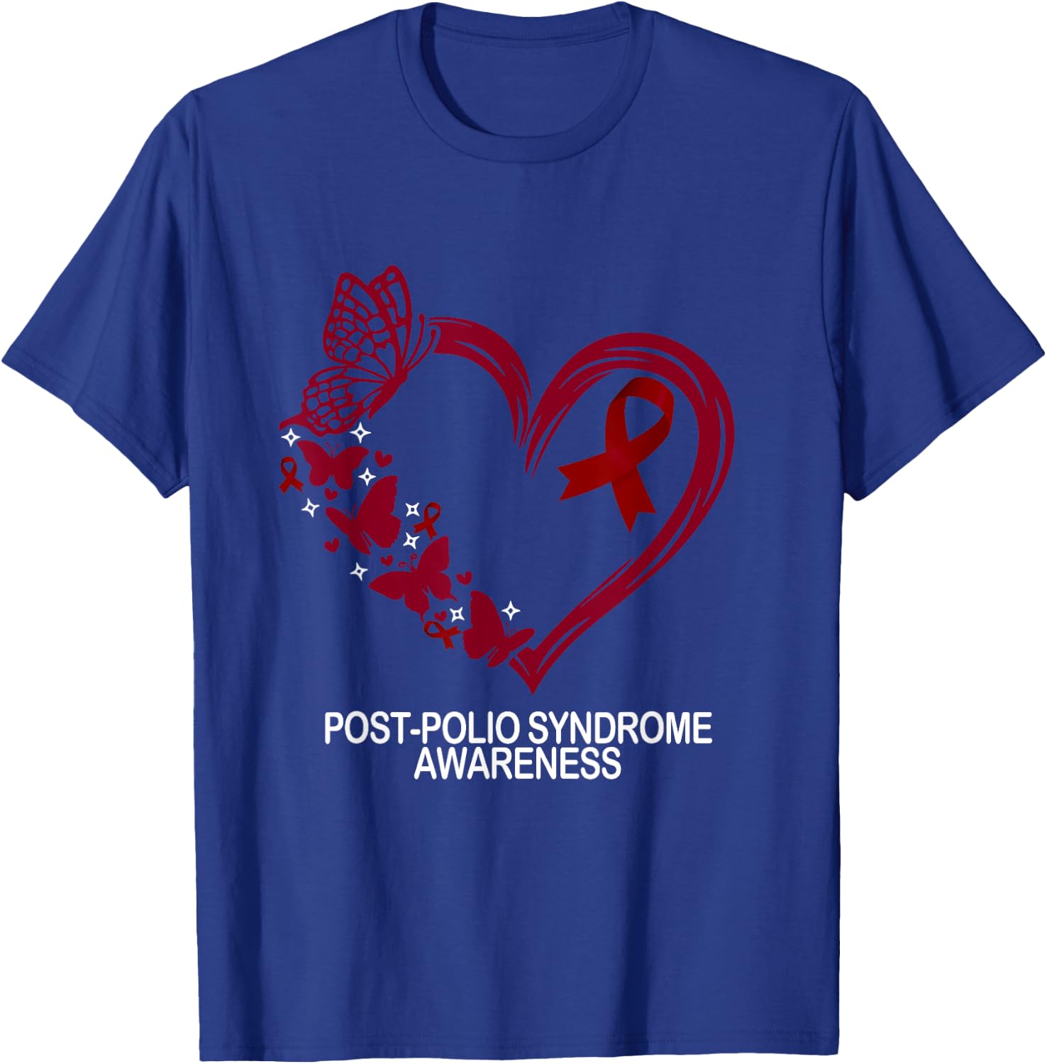 Post-Polio Syndrome Awareness Heart Post-Polio Syndrome T-Shirt - T-Shirt | Royal