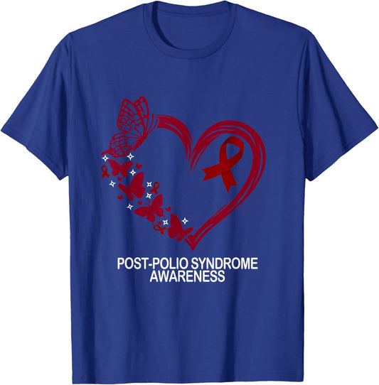 Post-Polio Syndrome Awareness Heart Post-Polio Syndrome T-Shirt - T-Shirt | Royal