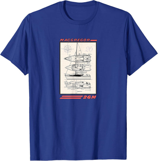 MacGregor 26M Sailboat Line Drawing T-Shirt - T-Shirt | Royal