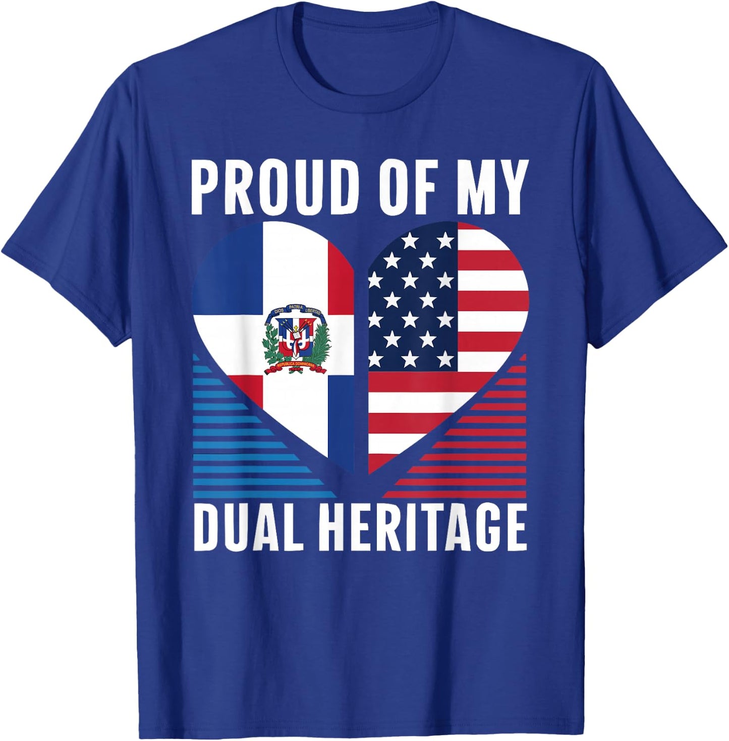 Half Dominican Half American USA Flag Dominican Republic T-Shirt - T-Shirt | Royal