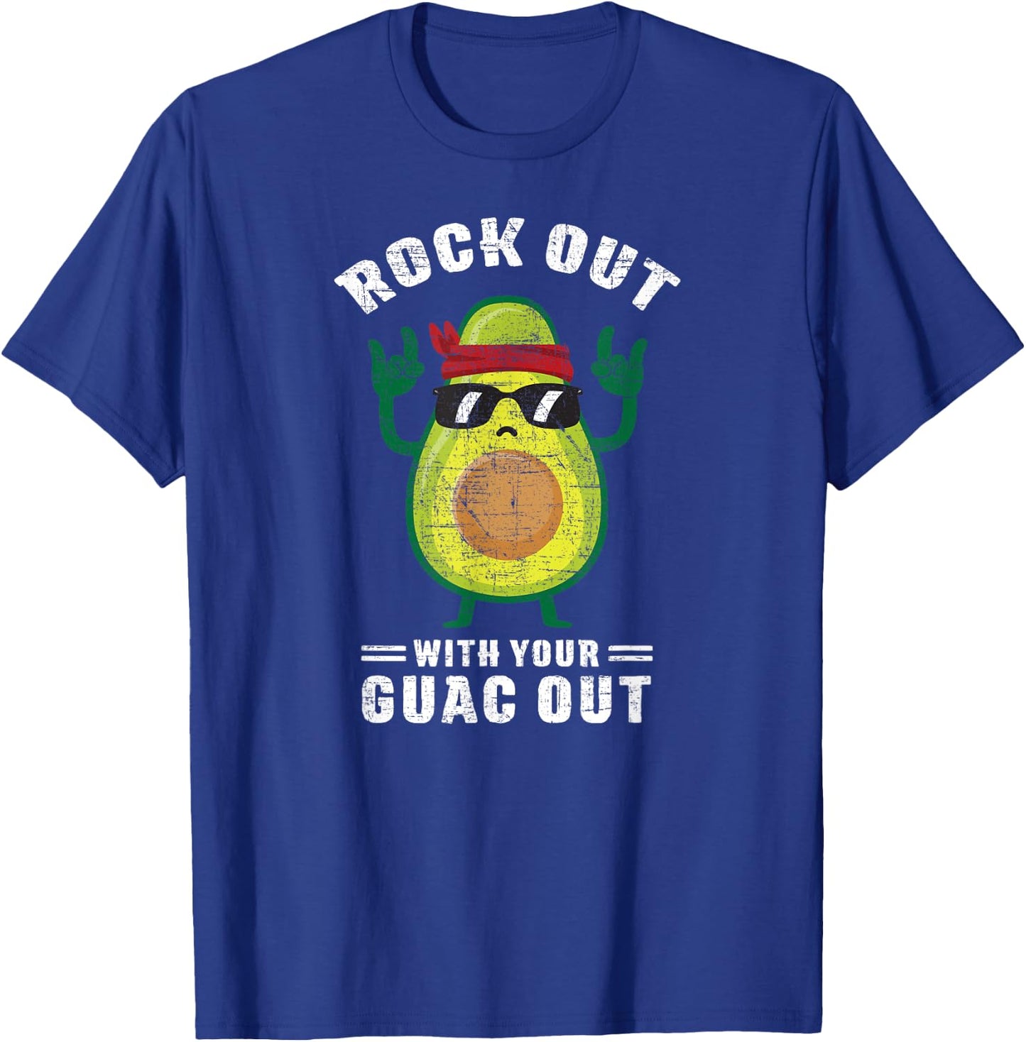 Rock Out With Your Guac Out Avocado Rock n Roll design T-Shirt - T-Shirt | Royal