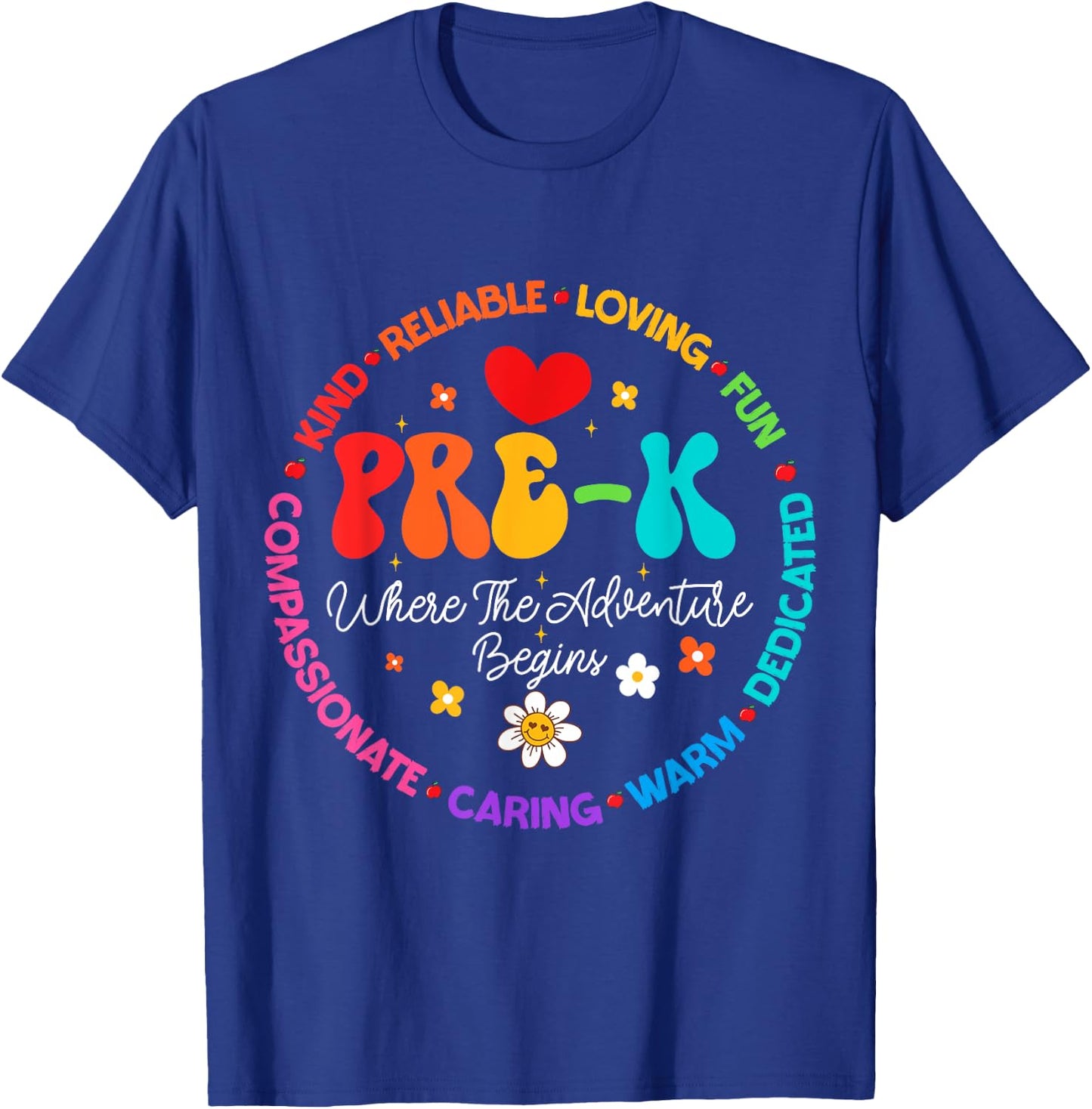 Pre-k Where the adventure begins Teacher 1st Day Of School T-Shirt - T-Shirt | Royal