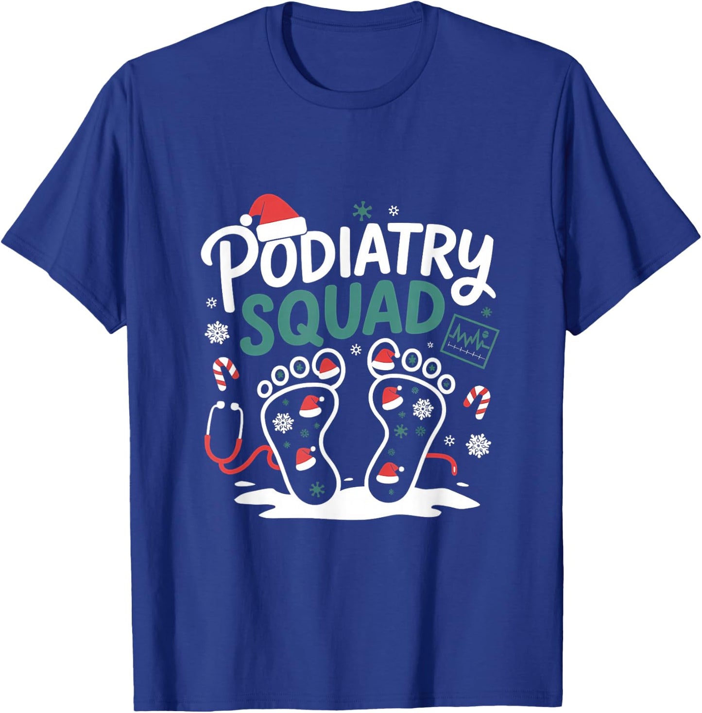 Christmas Podiatry Squad Footprint Funny Podiatrist T-Shirt - T-Shirt | Royal