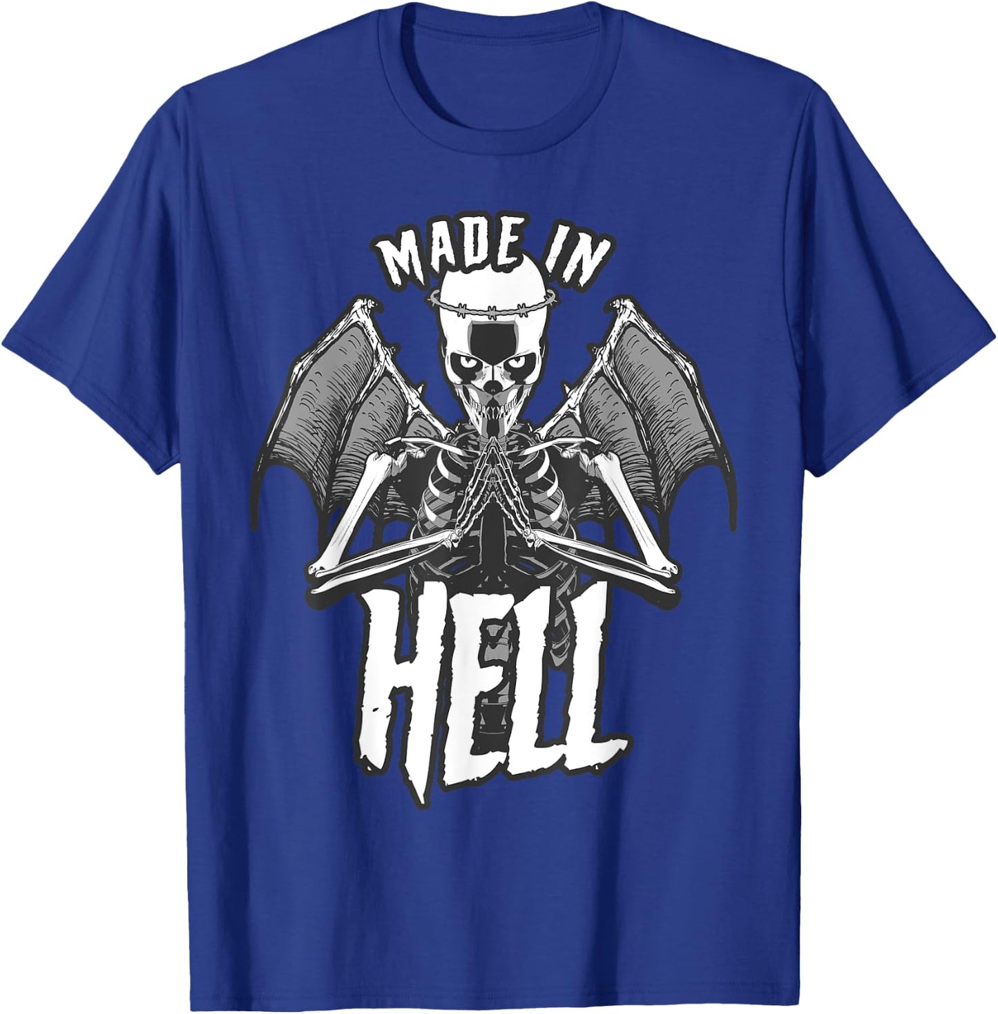 Made In Hell Angel Of Death With Wings Goth Skull T-Shirt - T-Shirt | Royal