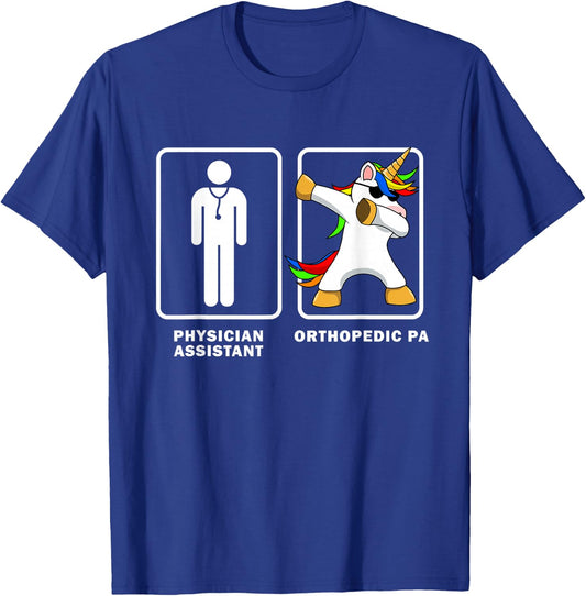 Physician Assistant Orthopedic PA Dabbing Unicorn Funny Dab T-Shirt - T-Shirt | Royal