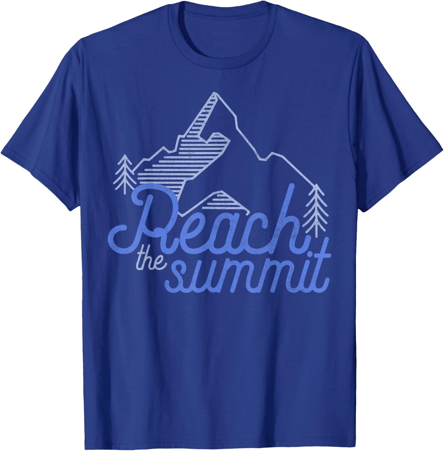 Reach The Summit Mountain Line Art T-Shirt - T-Shirt | Royal