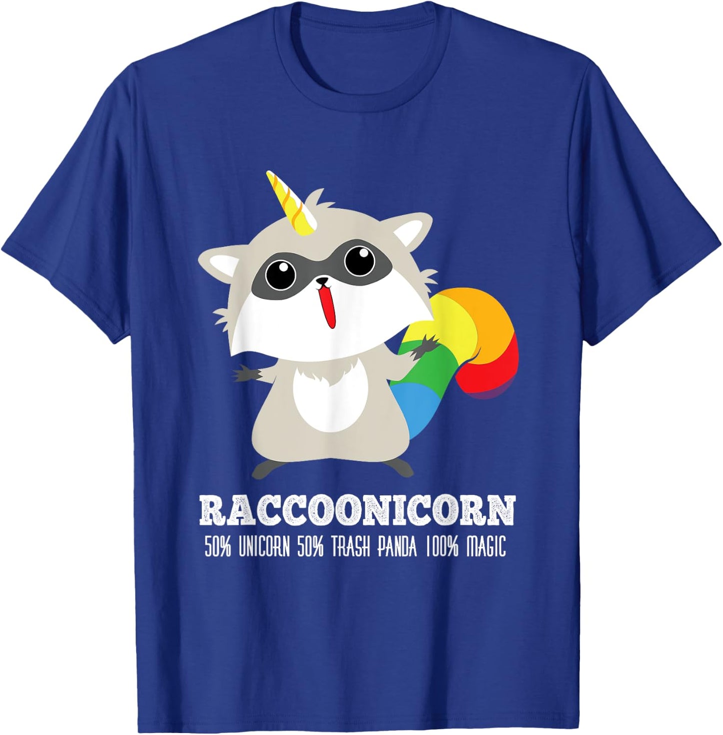 Racoonicorn Funny Trash Panda Raccoon With Unicorn Horn T-Shirt - T-Shirt | Royal