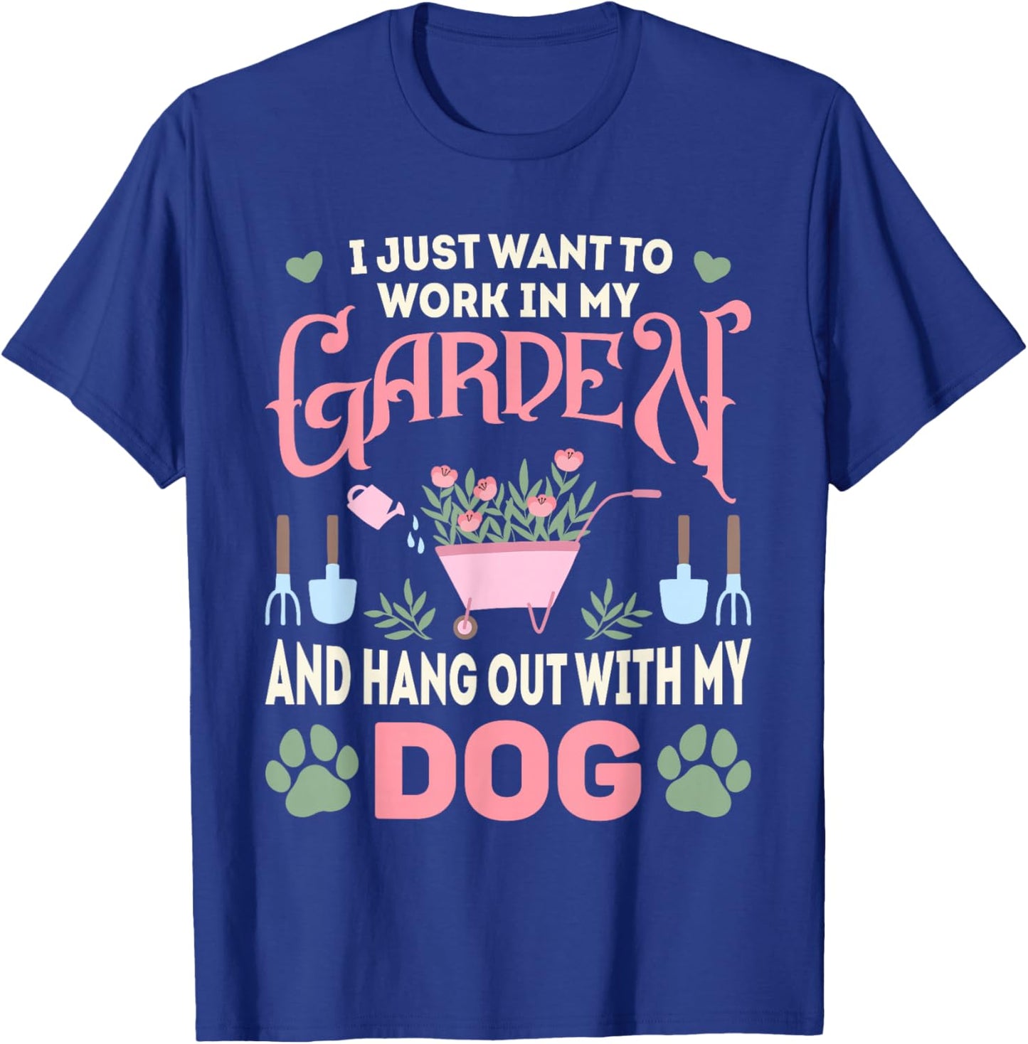 Plant Lover Dog Pet Lover Gardening Men Women Funny Gardener T-Shirt - T-Shirt | Royal