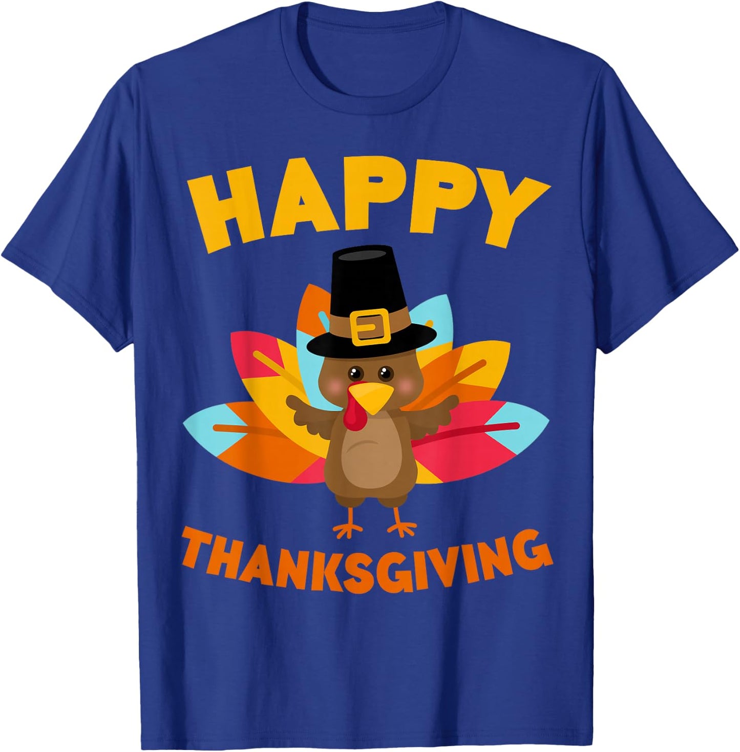 Happy Thanksgiving Shirt Adult Kids Thanksgiving Day T-Shirt - T-Shirt | Royal