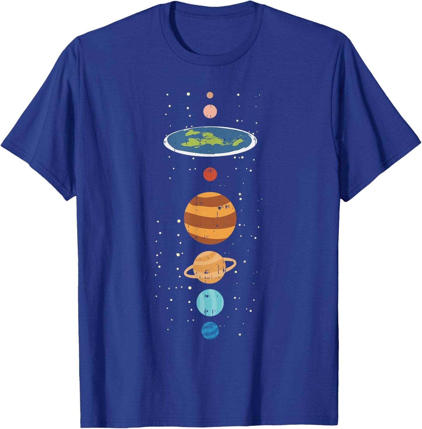 Flat Earth and Planets Funny Conspiracy Theory Earthers Gift Small T-Shirt - T-Shirt | Royal