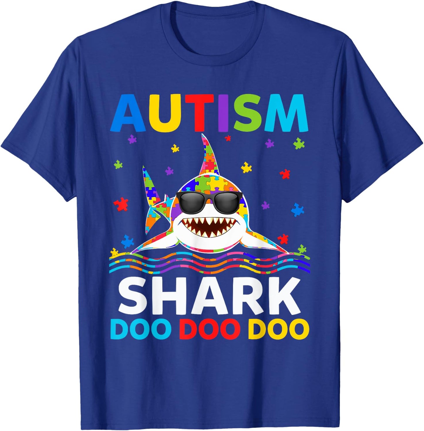 Funny Autism Shark Puzzle Awareness Day Cute For Boys Girls T-Shirt - T-Shirt | Royal