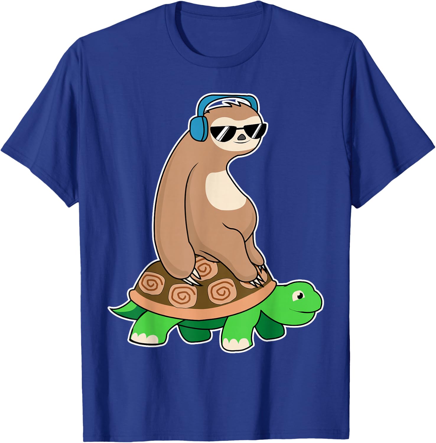 Sloth Riding Turtle - Lazy Sloth T Shirt Gift T-Shirt - T-Shirt | Royal