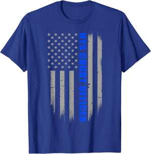 NYS Court Officer - Thin Blue Line Flag T-Shirt - T-Shirt | Royal