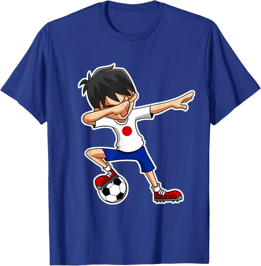 Dabbing Soccer Boy Japan Shirt, Japanese Flag Jersey T-Shirt - T-Shirt | Royal