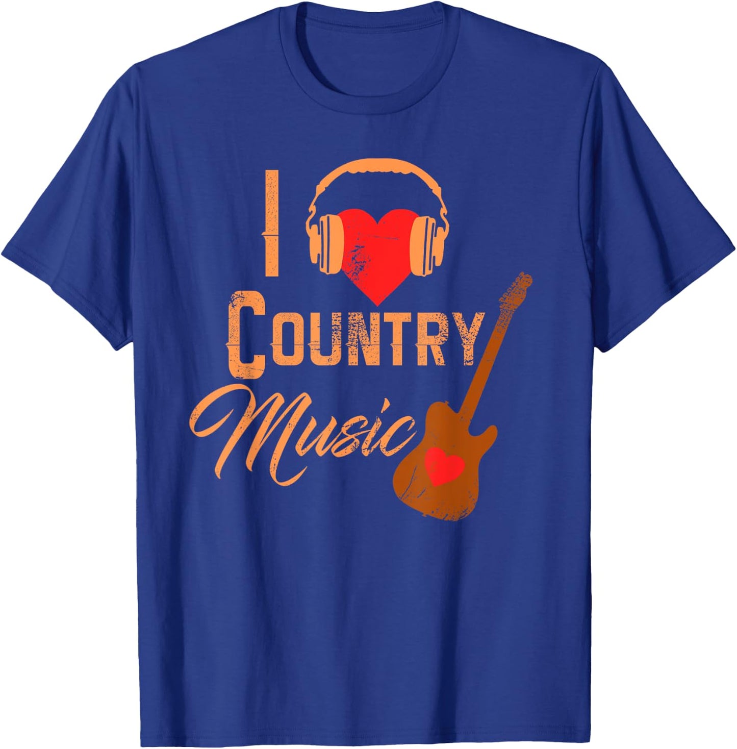 I Love Country Music Shirt Heart Design Country Western T-Shirt - T-Shirt | Royal
