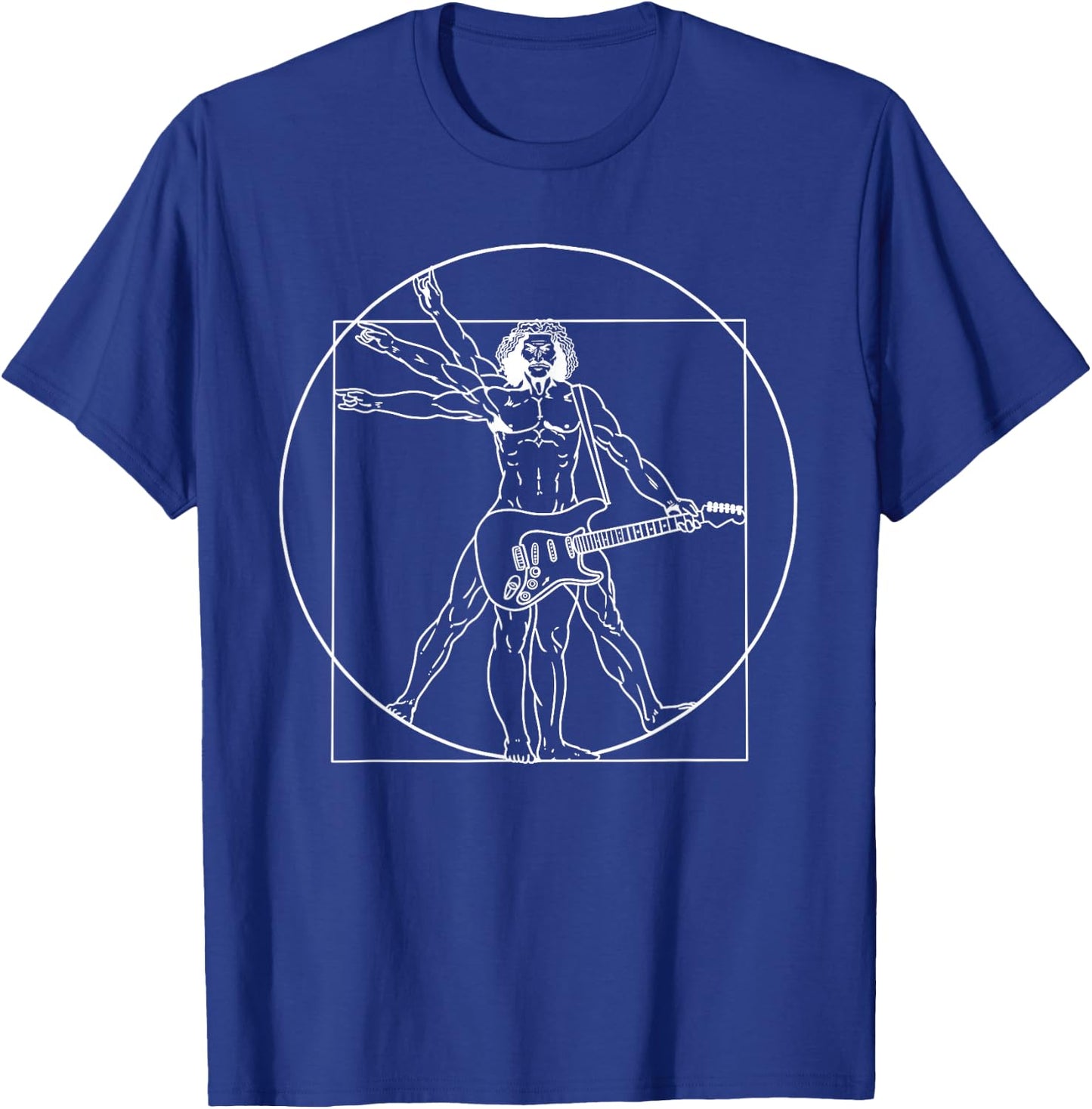 Guitar Da Vinci Vitruvian Man Guitar Player Musicians T-Shirt - T-Shirt | Royal