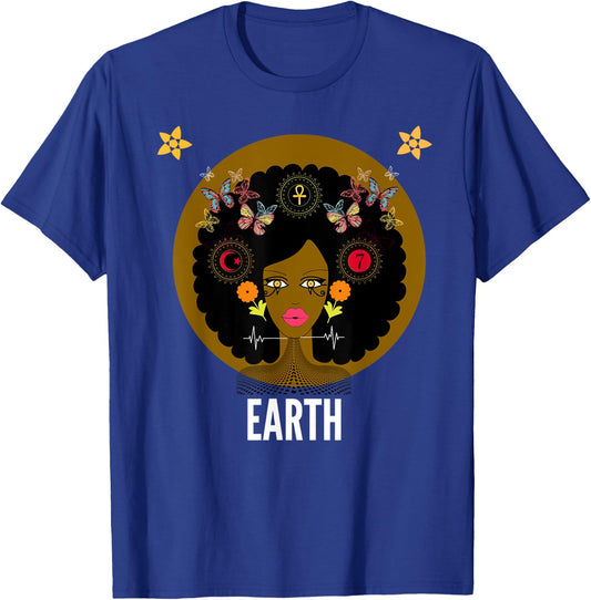 Earth - Black Woman Mother Earth T-Shirt - T-Shirt | Royal