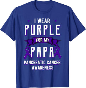I Wear Purple For My Papa Pancreatic Cancer Dad T-Shirt - T-Shirt | Royal