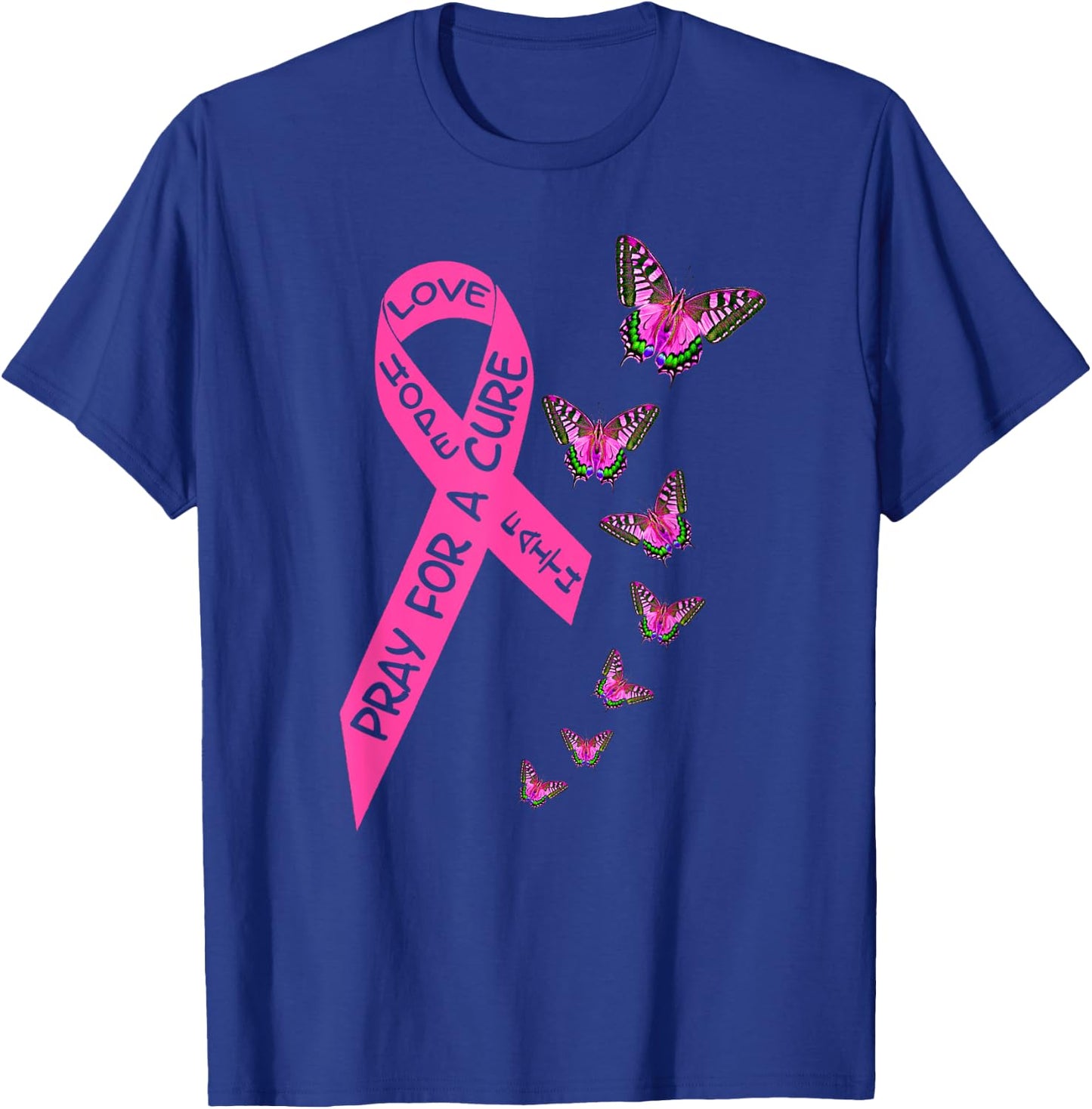 Breast Cancer Awareness Month Women Religious Butterflies T-Shirt - T-Shirt | Royal