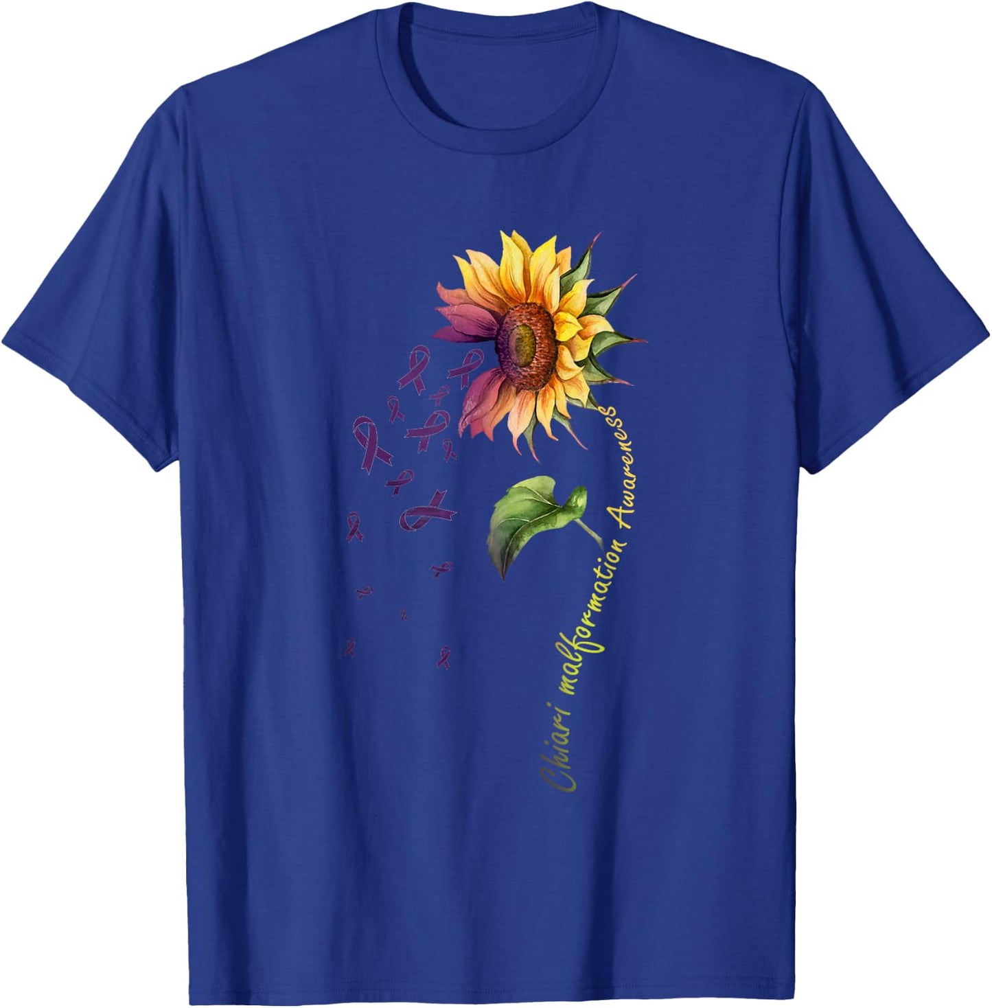 Chiari Malformation Awareness Sunflower Shirt T-Shirt - T-Shirt | Royal