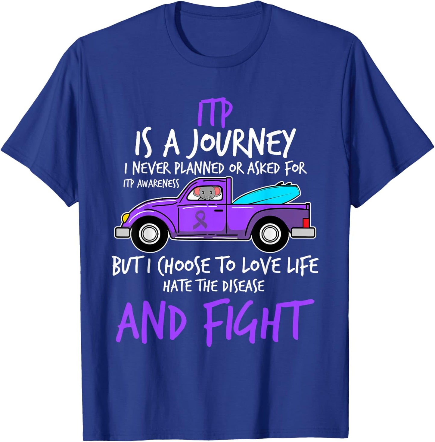 Purple Awareness Journey Ribbon Immune Thrombocytopenia Gift T-Shirt - T-Shirt | Royal