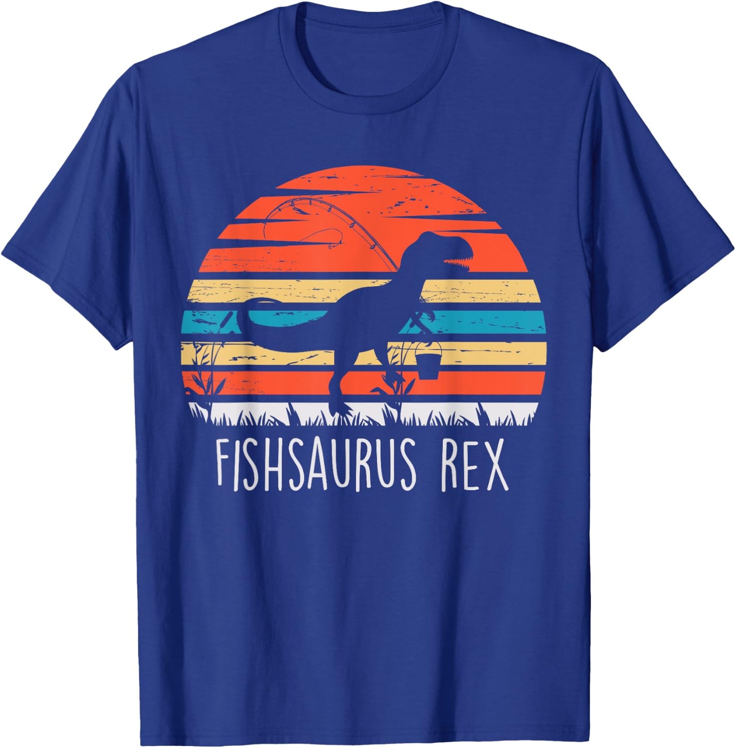 Fishing Gifts Shirt For Boys Fishsaurus T Rex Dinosaur T-Shirt - T-Shirt | Royal