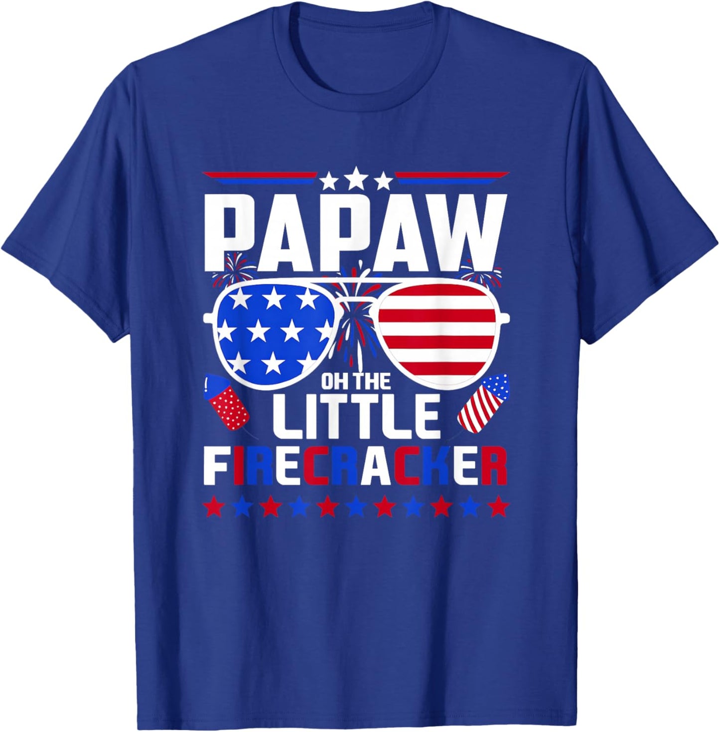 Papaw of The Little Firecracker Fourth of July Birthday T-Shirt - T-Shirt | Royal